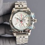 Replica Breitling Chronomat Chronograph Watch SS White Dial 43MM